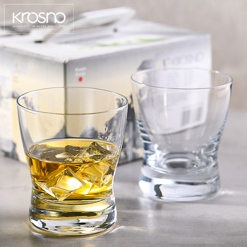 波兰进口KROSNO水晶玻璃威士忌杯厚底家用啤酒杯冰球洛克杯烈酒杯