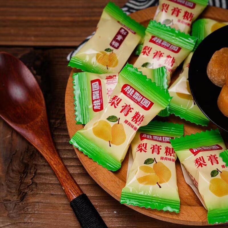 精品袋装桃梨园正宗百草梨膏糖独立包装强劲清凉薄荷润喉糖果硬糖