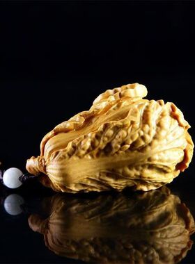 崖柏木雕白菜百财整刻大