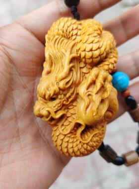 正宗太行崖柏盘龙木雕手