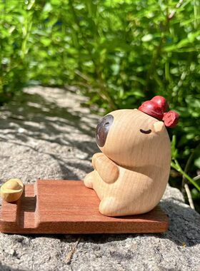 实木磁吸摆件榉木卡皮巴