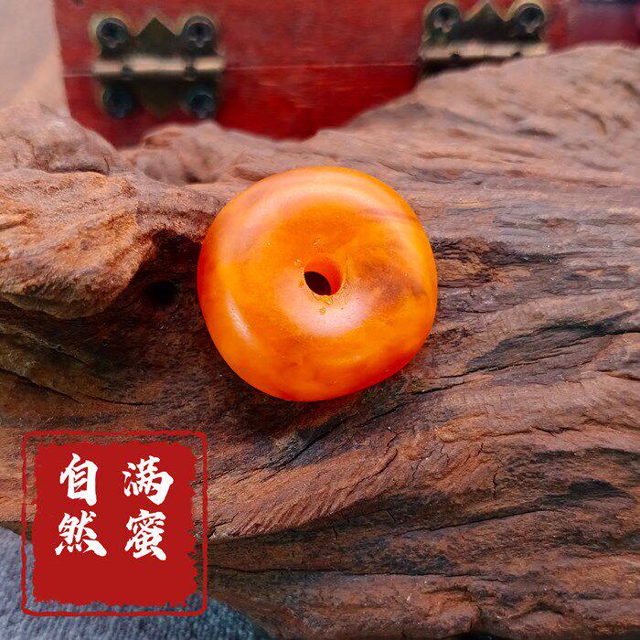 天然纹理随形老蜜蜡饼子扣子吊坠面包圈星月金刚配饰配珠