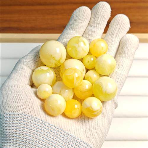 天然二代琥珀蜜蜡满蜜飘白花圆珠散珠 DIY文玩配饰