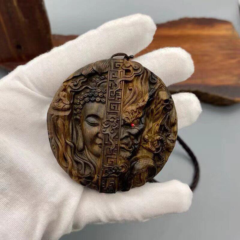 沉香木手工雕刻佛魔一念