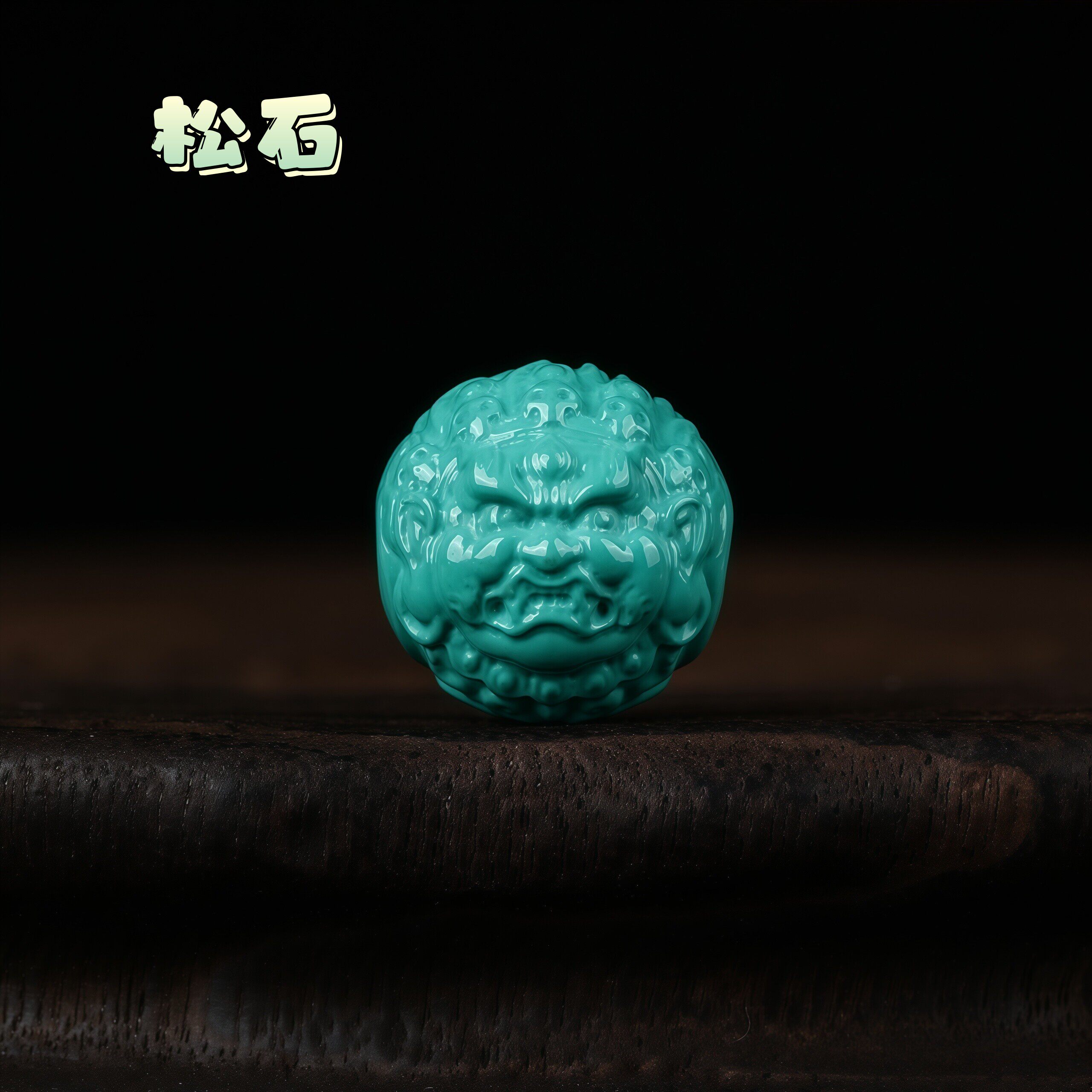 原矿绿松石大黑天配珠金