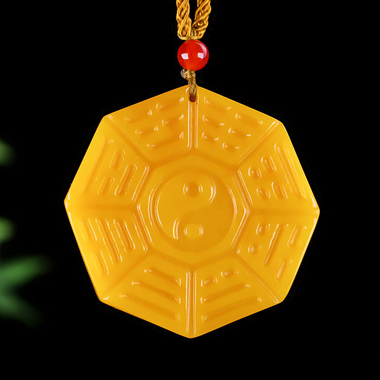 天然黄龙玉九宫八卦平安
