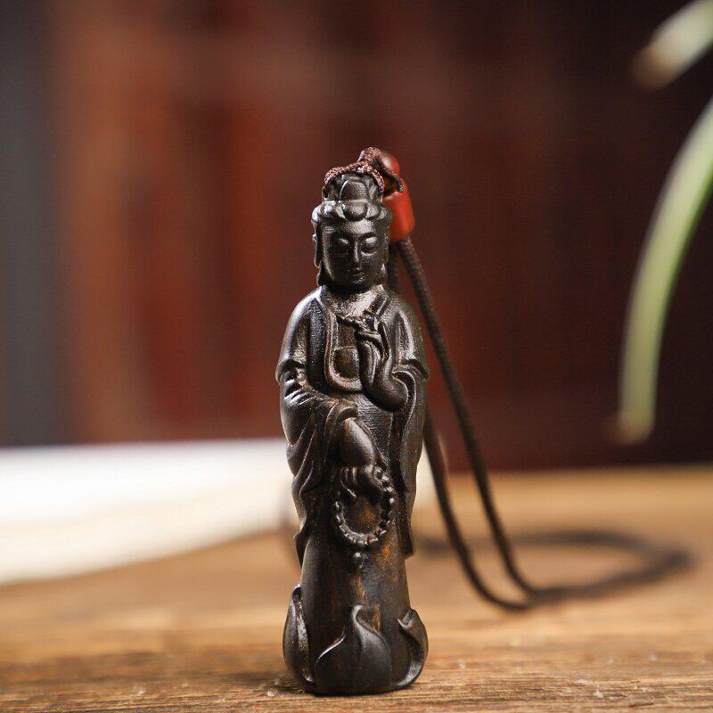 沉香木雕刻南海观音手把