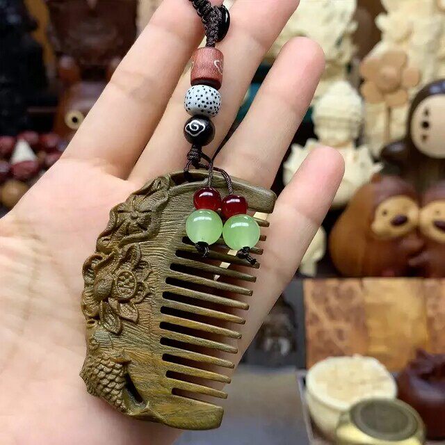 绿檀年年有鱼口袋梳钥匙