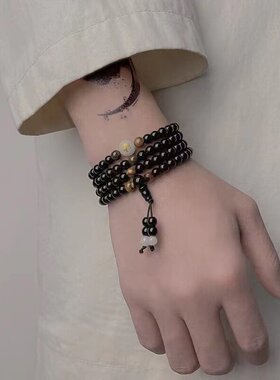 正品保真黑曜石手链男女