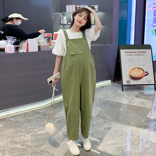 大码宽松孕妇背带裤套装