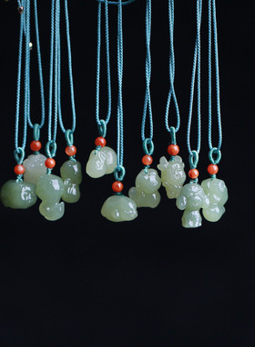 天然和田玉 十二生肖吊坠 项链挂绳男女生款式简约百搭项饰品挂件