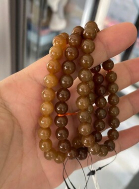 新疆和田玉且末糖料素圈糖料珠子男女款红糖黄金糖