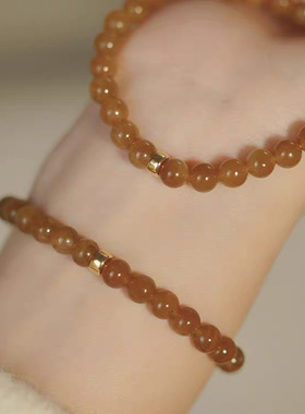 天然新疆和田玉糖料手链女且末糖黄糖手串女生款冬季新品百搭手串