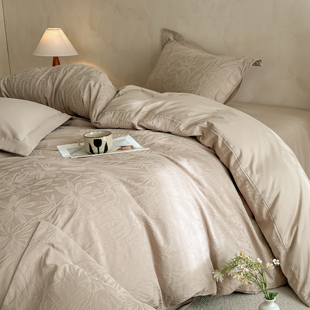 德国轻奢纯棉贡缎提花床上四件套全棉床品被套床单三件套床笠款