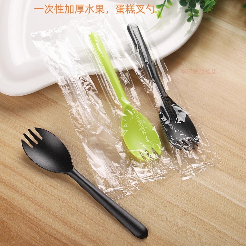 一次性加厚透明蛋糕叉勺独立装图片