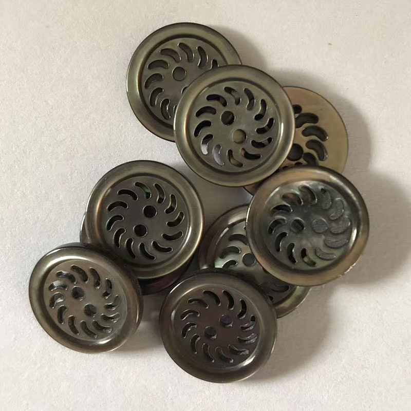 黑珍珠母贝刻花创意钮扣涡轮款小圆边纽扣精致简约衣服百搭款钮