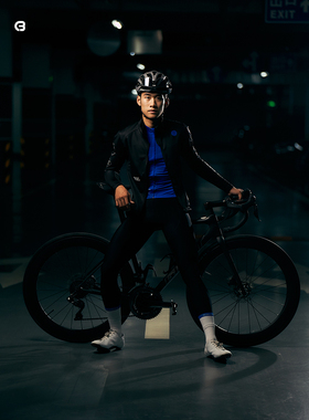 蓝圆BlueCircle黑色印花防风防泼水夹克公路车自行车男女款骑行服