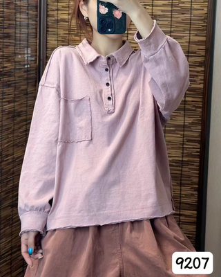 纯棉翻领卫衣纯色休闲宽松