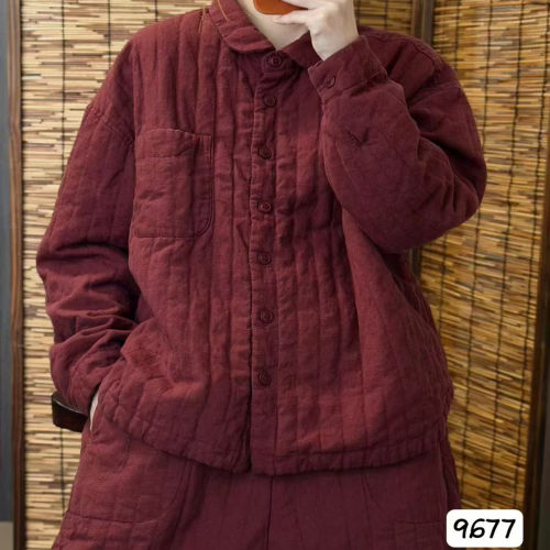 年木子2025冬季新款纯亚麻棉衣