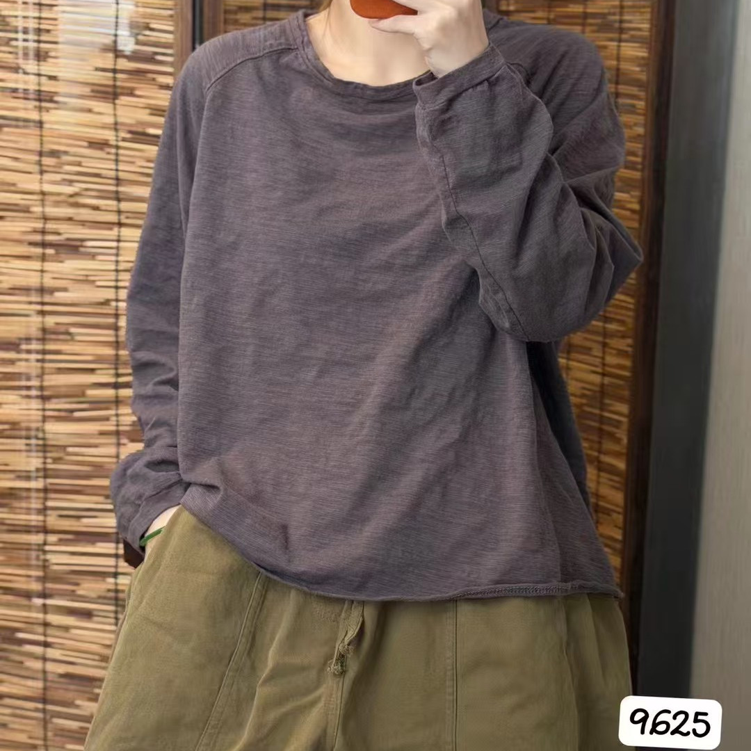 纯棉柔软长袖t恤女亲肤百搭