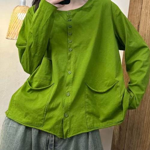 棉开衫百搭休闲大码棉T上衣