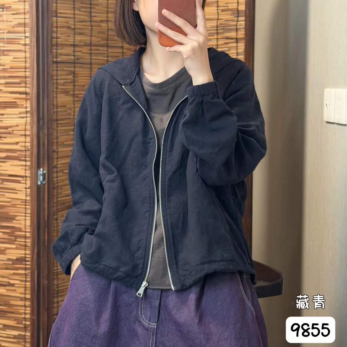 秋季新款纯亚麻外套高品质亚麻