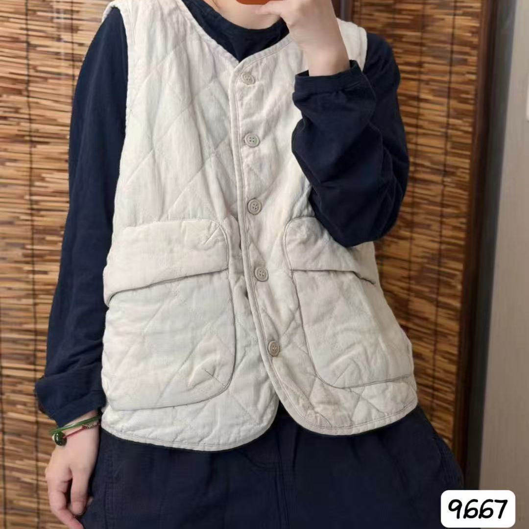 9667双层马甲女设计马夹棉马甲女