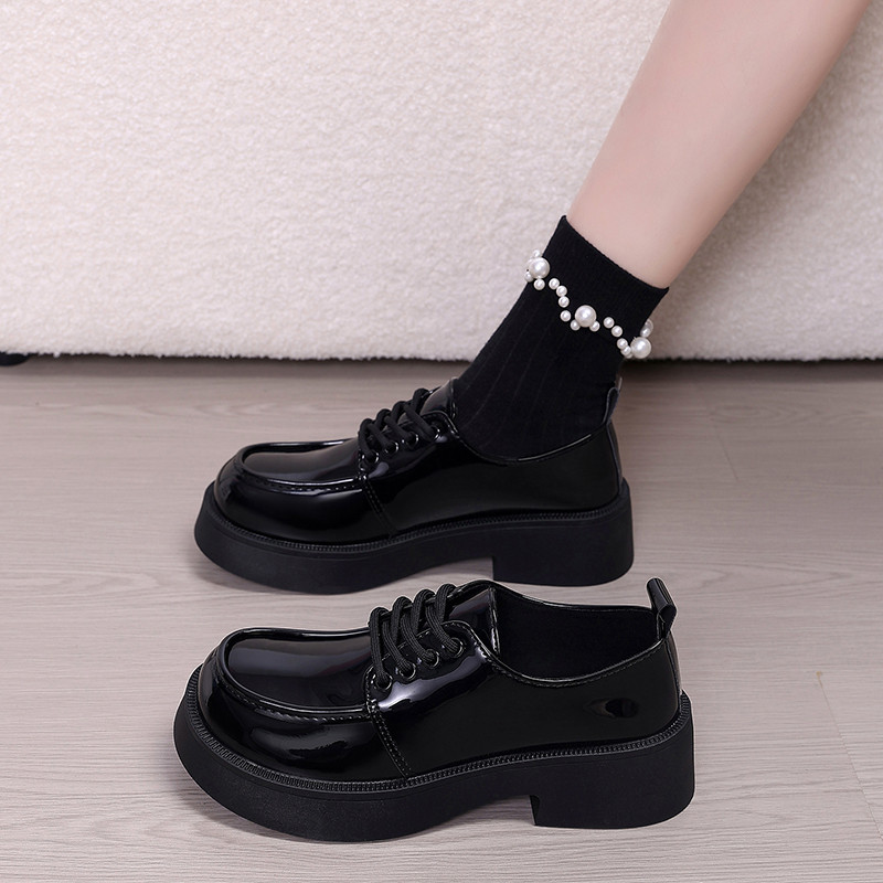 不累脚英伦风小皮鞋女2026春新款百搭交叉系带通勤乐福鞋配制服潮,女鞋,乐福鞋（豆豆鞋）,淘宝优惠券,粉丝福利购,淘宝优惠卷