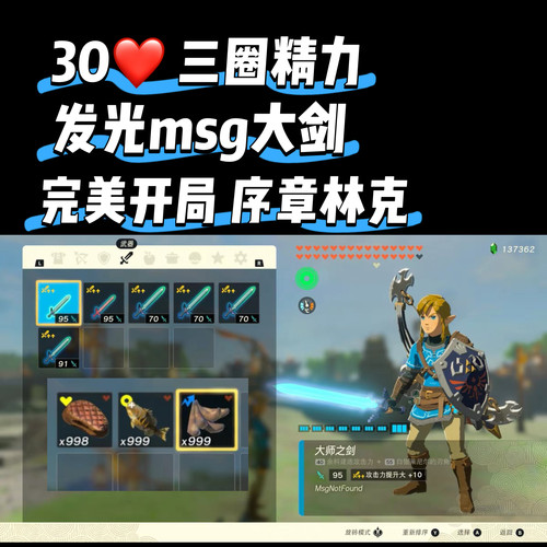 王国之泪代打完美开局序章林克30心msg大师剑开背包地图刷材料