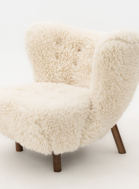 常规版羊羔椅沙发椅复古奶油风客厅设计师白色简约轻奢卧室懒人椅