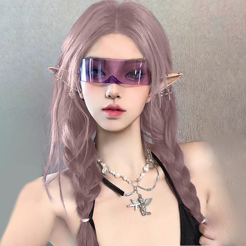 佐薇兰潮色粉紫色假发女网红ins女团风长直发中分刘海cos全头套式