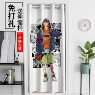 日系卡通海贼王路飞漫画免打孔门帘布艺玄关过道试衣间隔断遮挡帘