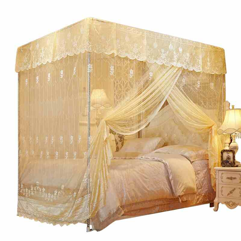 极速宫廷蚊帐家用传统老式公主风z单门加密方顶加厚伸缩支架1.5米