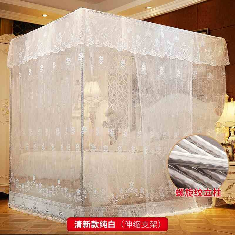 极速宫廷蚊帐家用传统老式公主风单门加密方J顶加厚伸缩支架1.5米