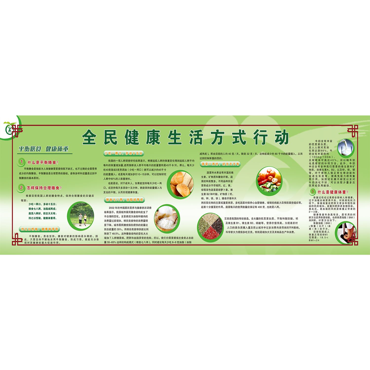 全民健康生活方式行动合理膳食宣传栏贴画展板海报印制