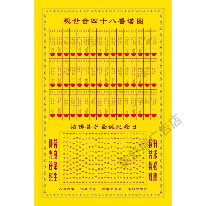 高清仙家48香谱香图解家用烧香祈香谱大全相纸双面塑封贴画不褪色