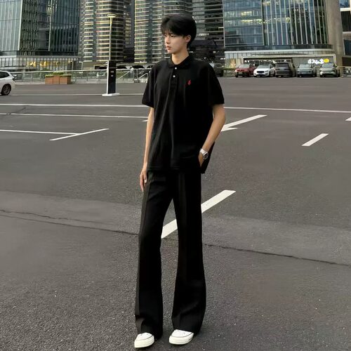 ZLAYCO美式高街黑色cleanfit廓形西裤男女直筒微喇休闲裤百搭长裤