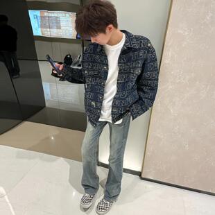 ZLAYCO复古水洗做旧牛仔裤男款高街潮牌显瘦微喇裤子男士休闲长裤