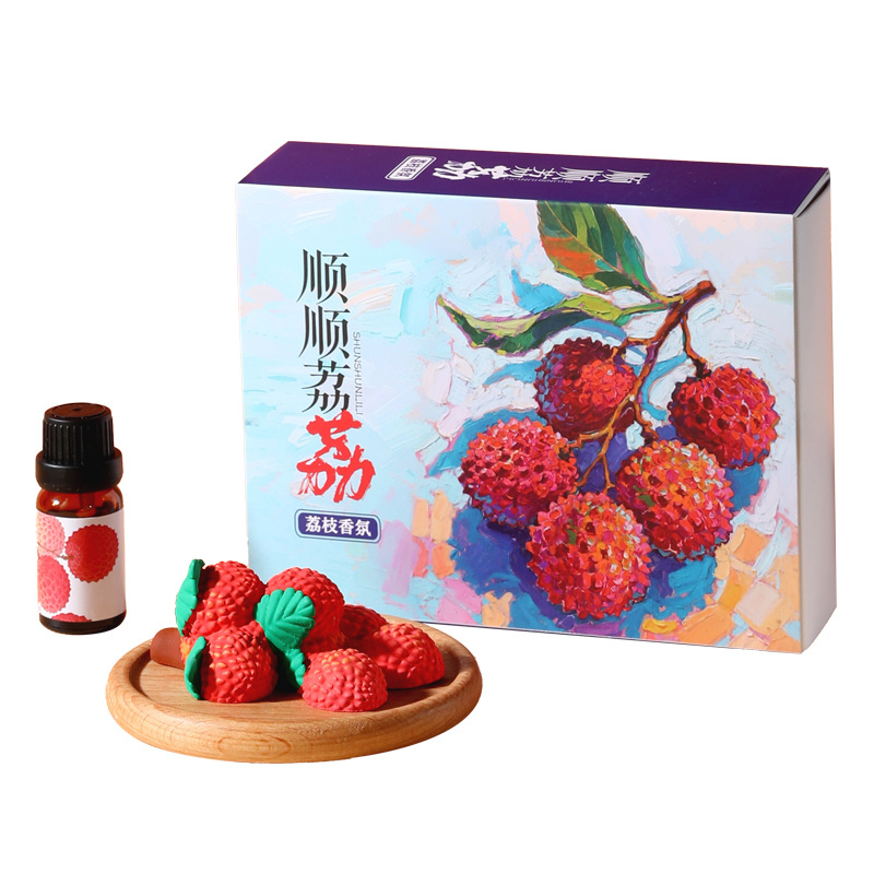 岭南荔枝石膏扩香石摆件木质托盘香氛植物精油扩香器香薰扩散器