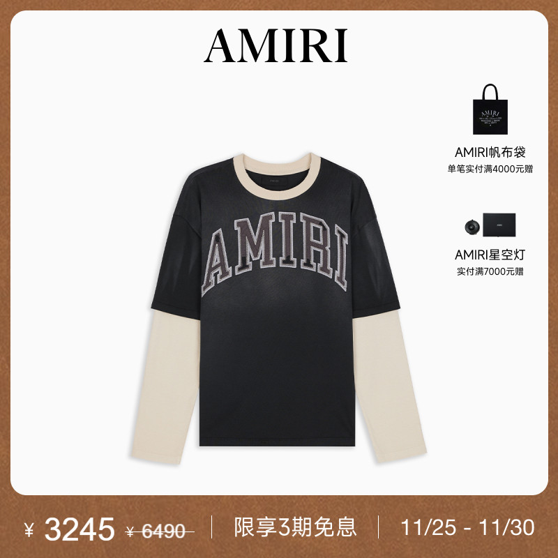 AMIRI休闲直筒套头T恤撞色印花