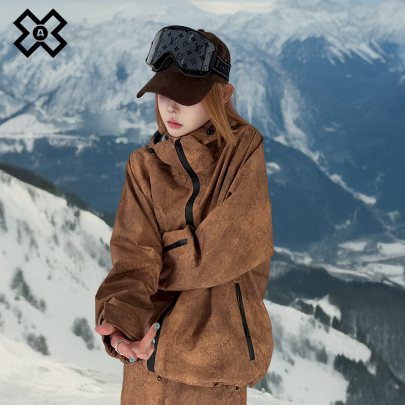 AX单双板滑雪服套装女男款防水防风防寒专业加厚保暖外套上衣雪裤