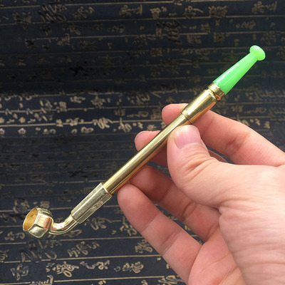 便携式锌合金烟袋锅子 老式直式旱烟杆 金属烟斗迷你卷烟锅老人杆
