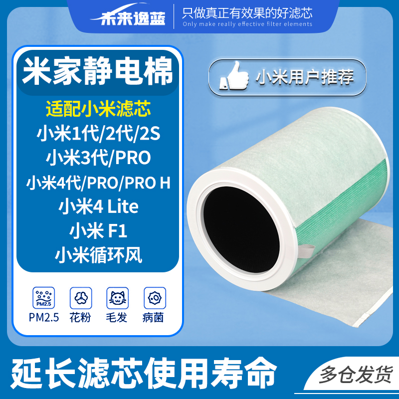 未来逸蓝适配小米滤芯静电防尘棉
