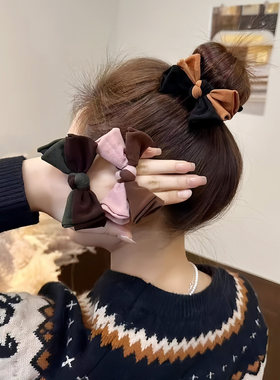 韩版东大门秋冬撞色蝴蝶结高弹力发绳时尚百搭不伤发头绳气质发圈