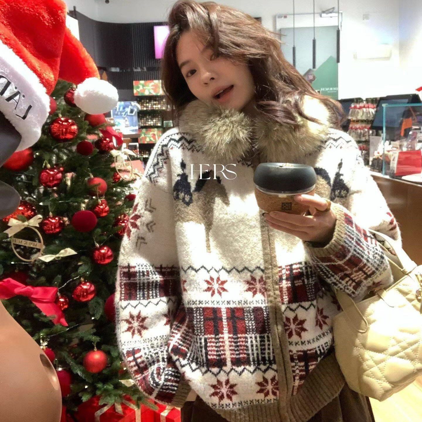 北欧费尔岛复古提花毛衣外套女冬季2025新款加厚保暖拉链针织开衫