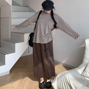 基础百搭2025秋季 新款 莱赛尔天丝慵懒感宽松圆领长袖 防晒T恤女装