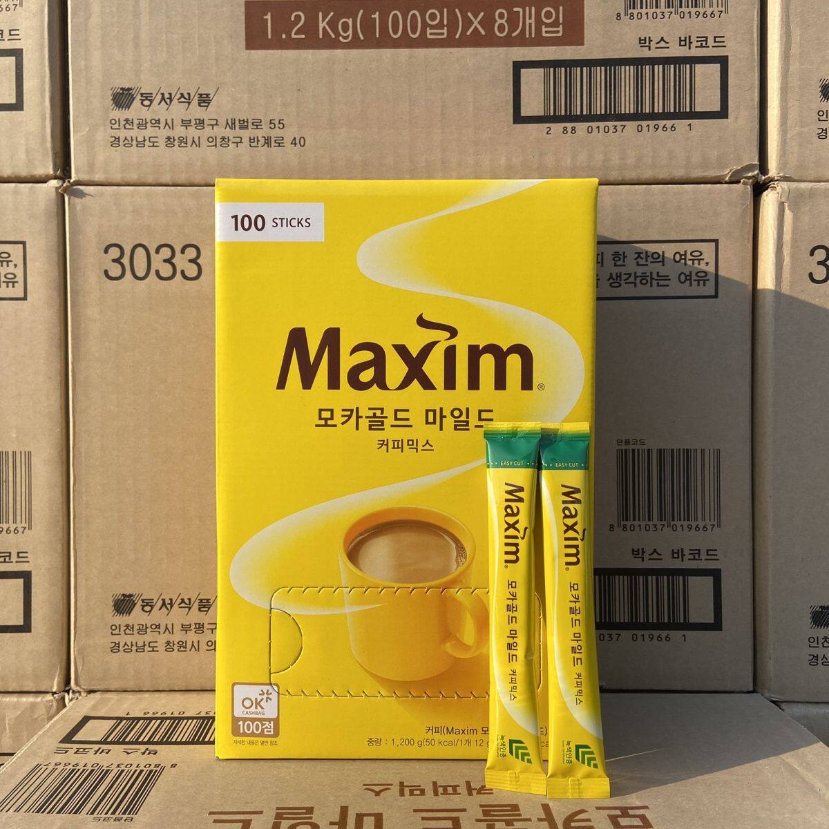 正品韩国原装进口Maxim黄麦馨咖啡三合一摩卡速溶咖啡粉100条礼盒