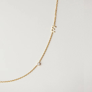 MOONLET 纯银字母锆石项链锁骨链叠戴小众项链