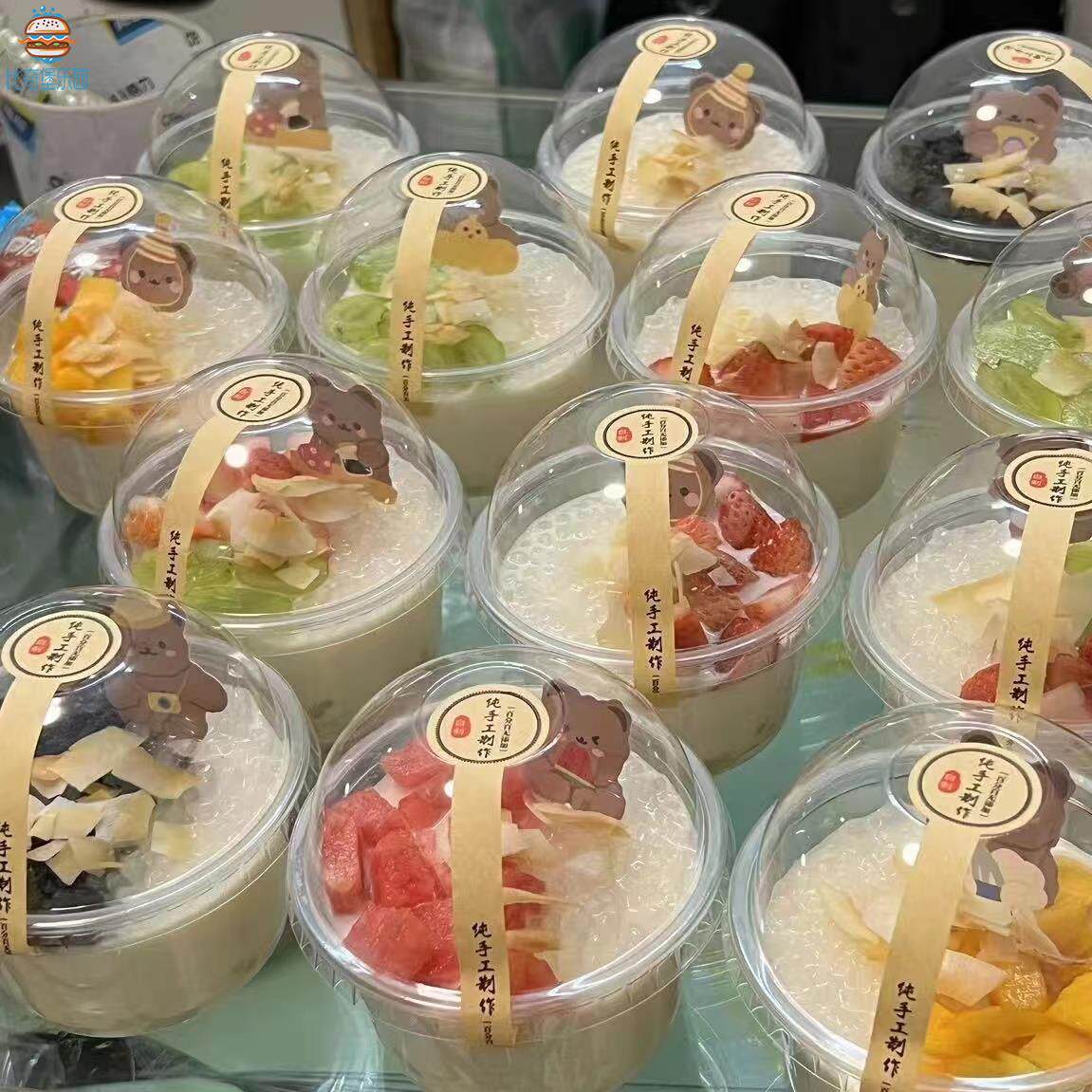 椰子冻打包杯酸奶杯带盖勺子一次性甜品杯透明摆摊用双皮奶布丁杯