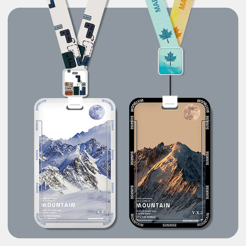 卡套门禁饭卡证件套公交校园学生校牌胸牌钥匙扣链一体ins风带挂绳